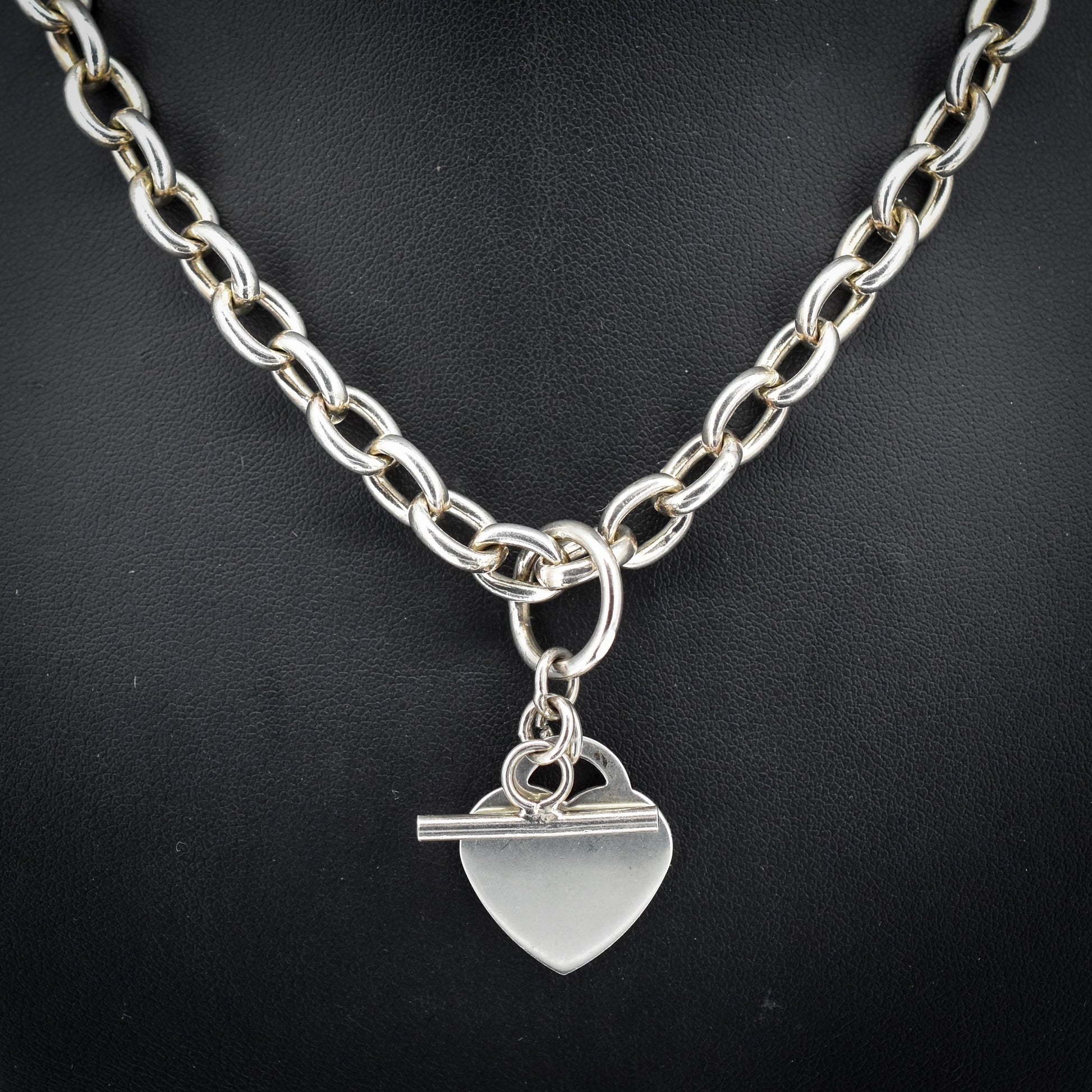 Vintage Sterling Silver Cable Link Watch Chain Necklace with T-Bar and Dog Clips – 21"