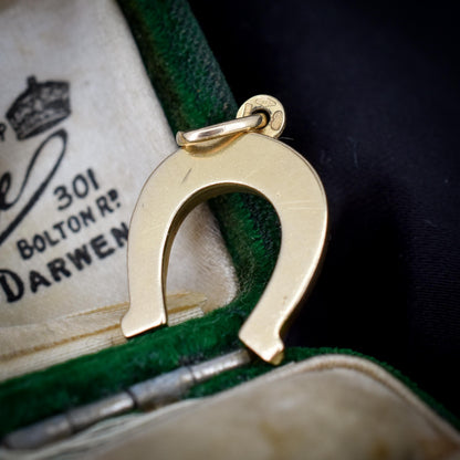 Vintage Unoaerre 9ct Gold Lucky Horseshoe Charm Pendant