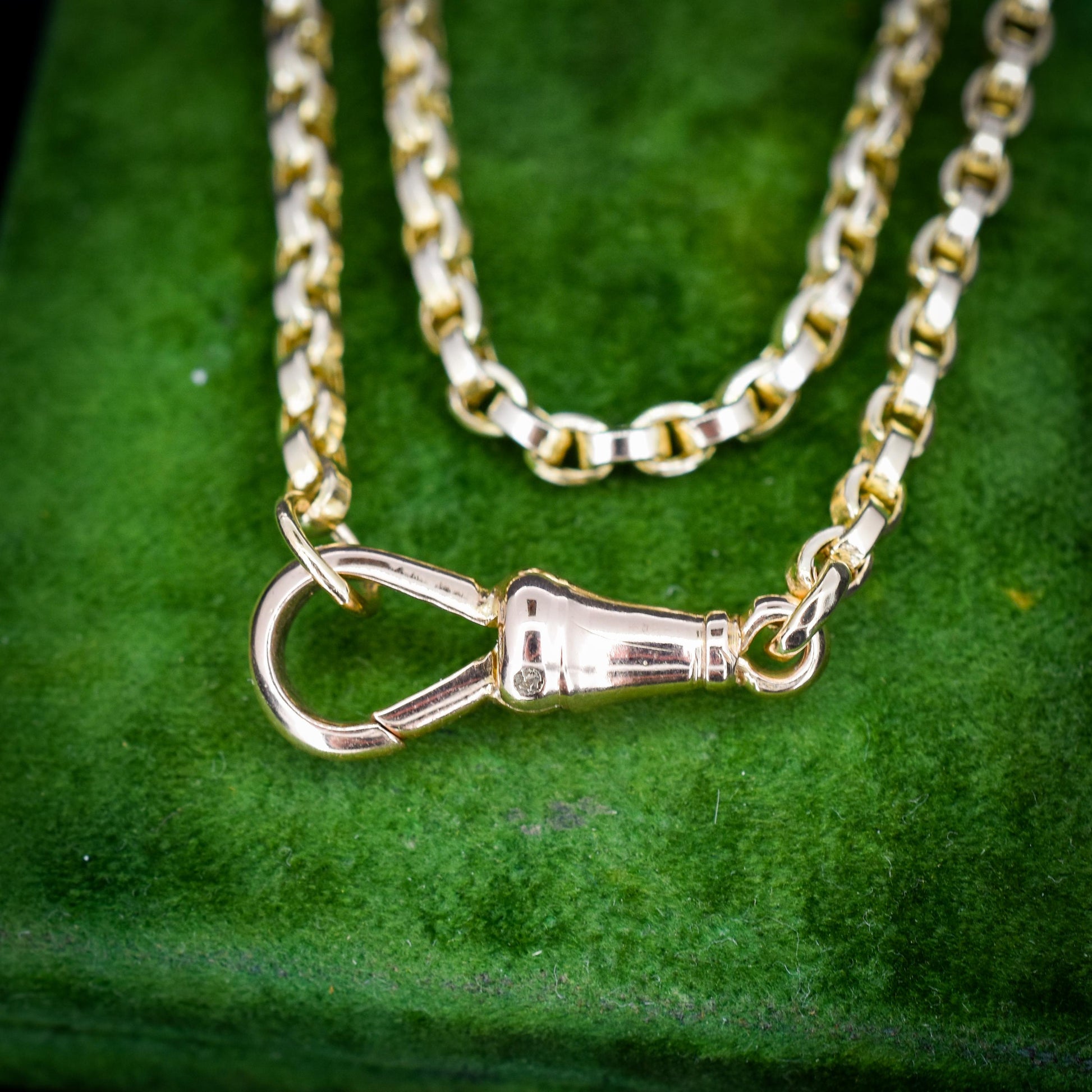 Antique 9ct Yellow Gold Oval Link Chain Necklace with Dog Clip | 20.75"