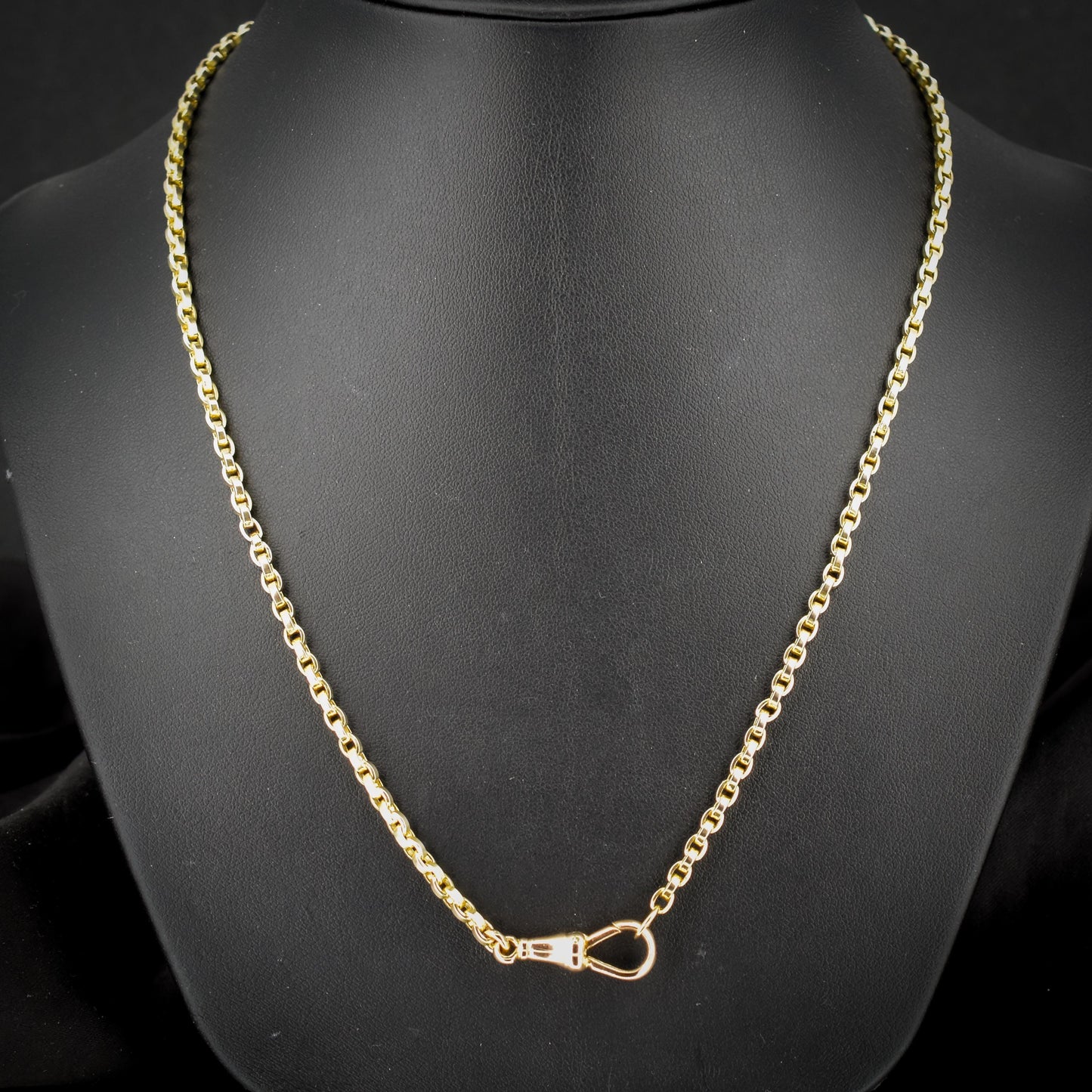 Antique 9ct Yellow Gold Oval Link Chain Necklace with Dog Clip | 20.75"
