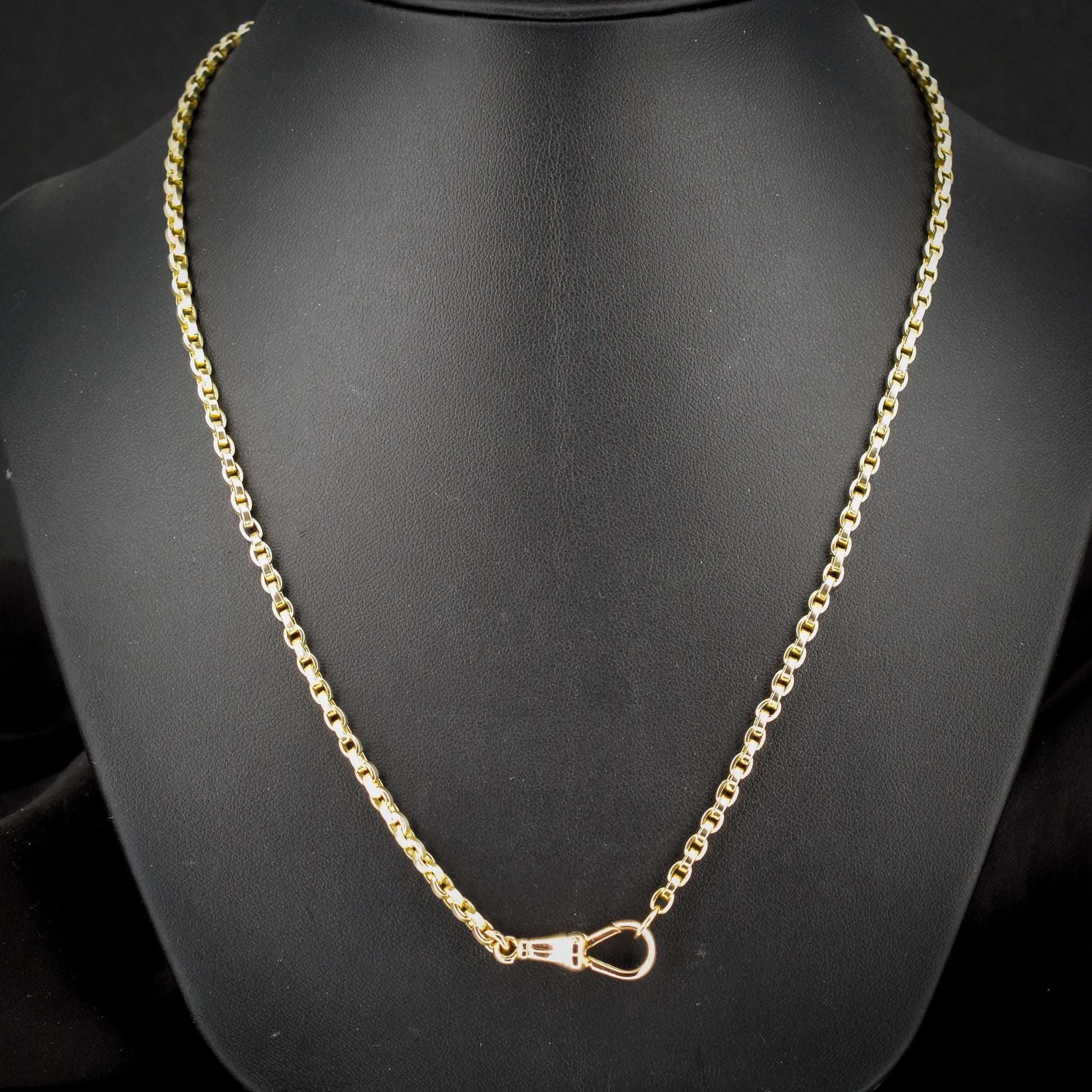 Antique 9ct Yellow Gold Oval Link Chain Necklace with Dog Clip | 20.75"