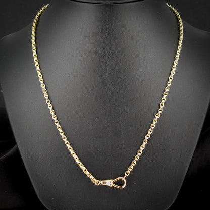 Antique 9ct Yellow Gold Oval Link Chain Necklace with Dog Clip | 20.75"