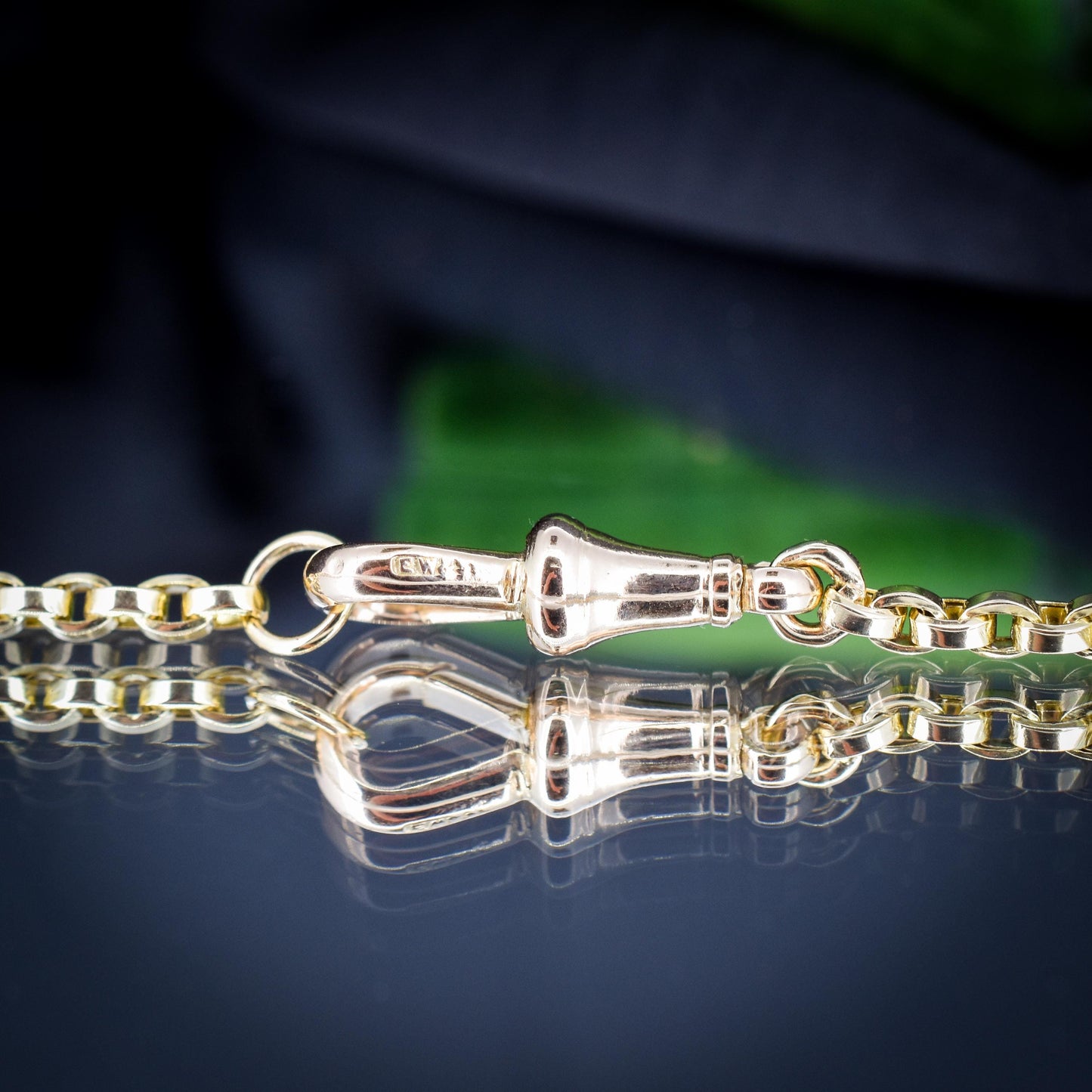 Antique 9ct Yellow Gold Oval Link Chain Necklace with Dog Clip | 20.75"