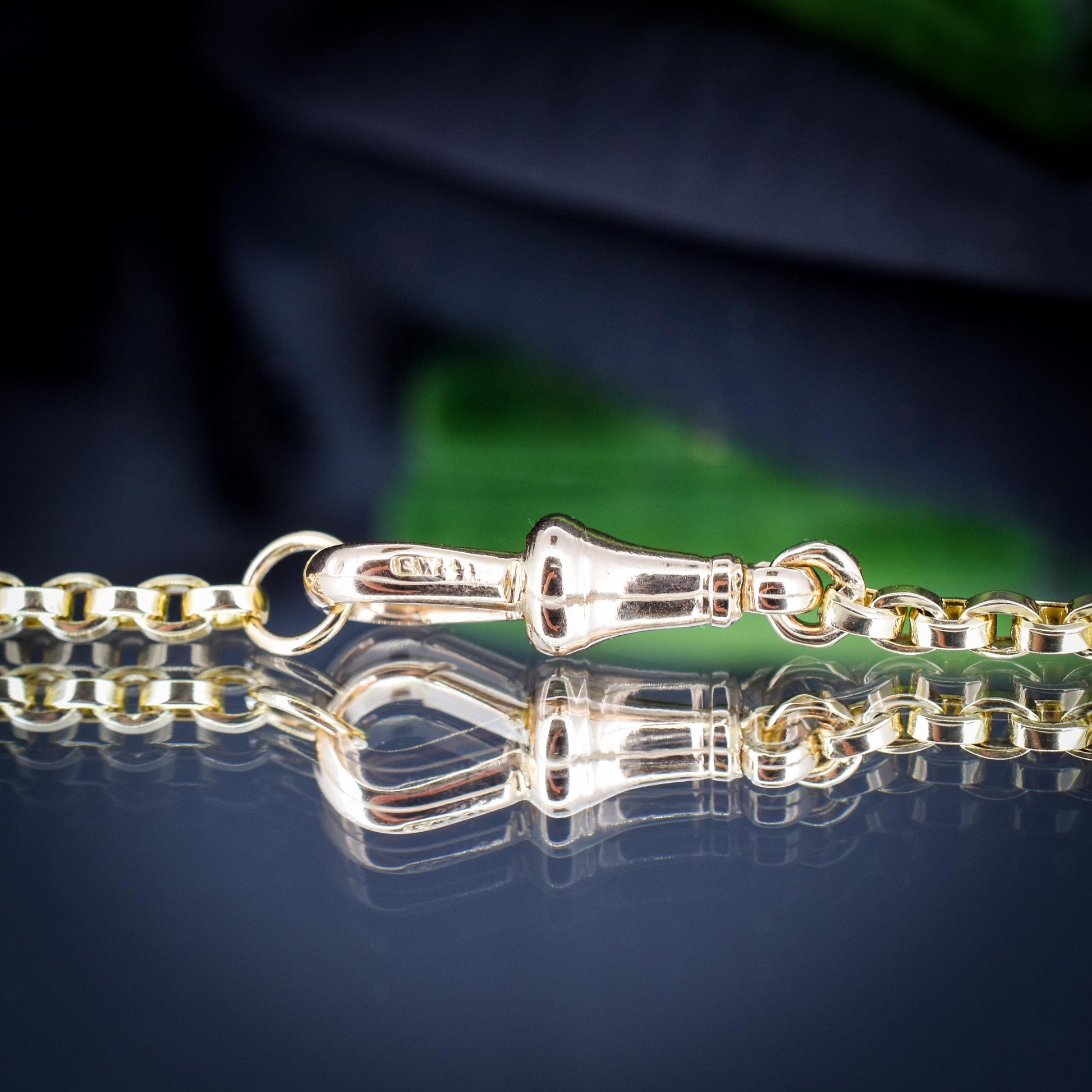 Antique 9ct Yellow Gold Oval Link Chain Necklace with Dog Clip | 20.75"