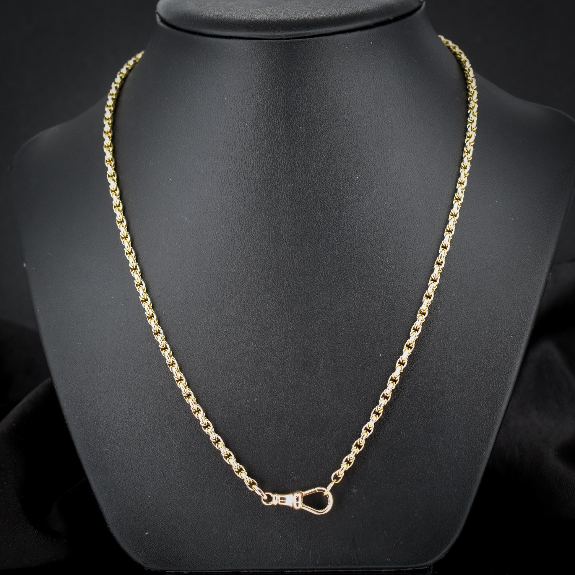 Antique 9ct Yellow Gold Fancy Link Chain Necklace with Dog Clip | 20.75"