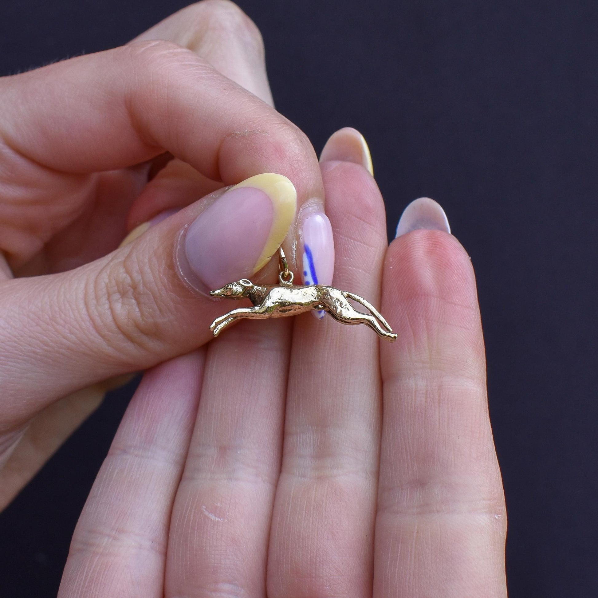 Vintage 9ct Gold Solid Greyhound Dog Charm