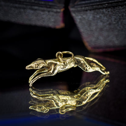 Vintage 9ct Gold Solid Greyhound Dog Charm