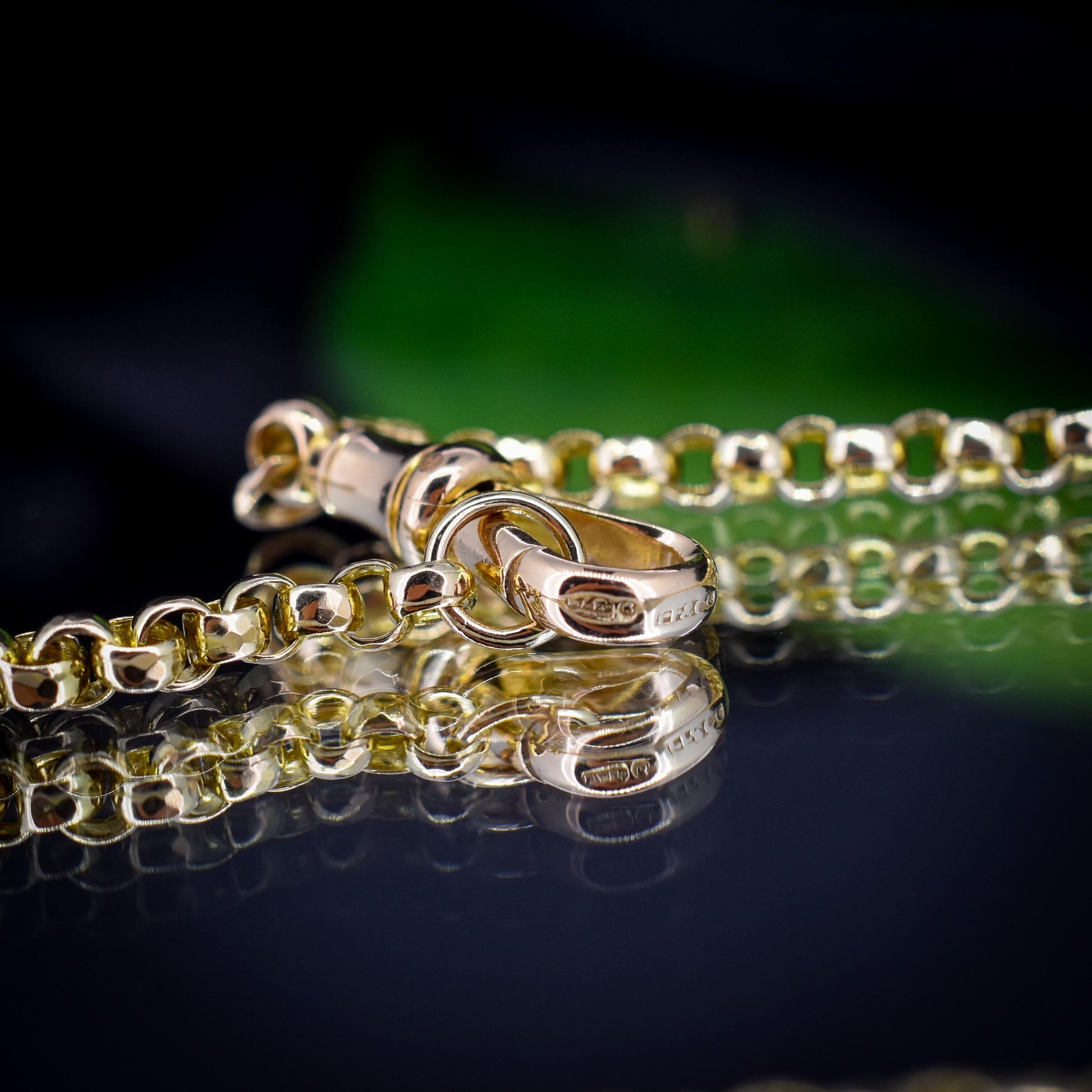 Antique Victorian 9ct Yellow Gold Faceted Belcher Link Chain Necklace with Dog Clip | 20.5"