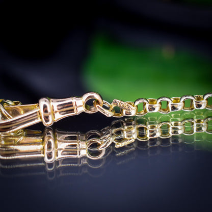 Antique Victorian 9ct Yellow Gold Faceted Belcher Link Chain Necklace with Dog Clip | 20.5"