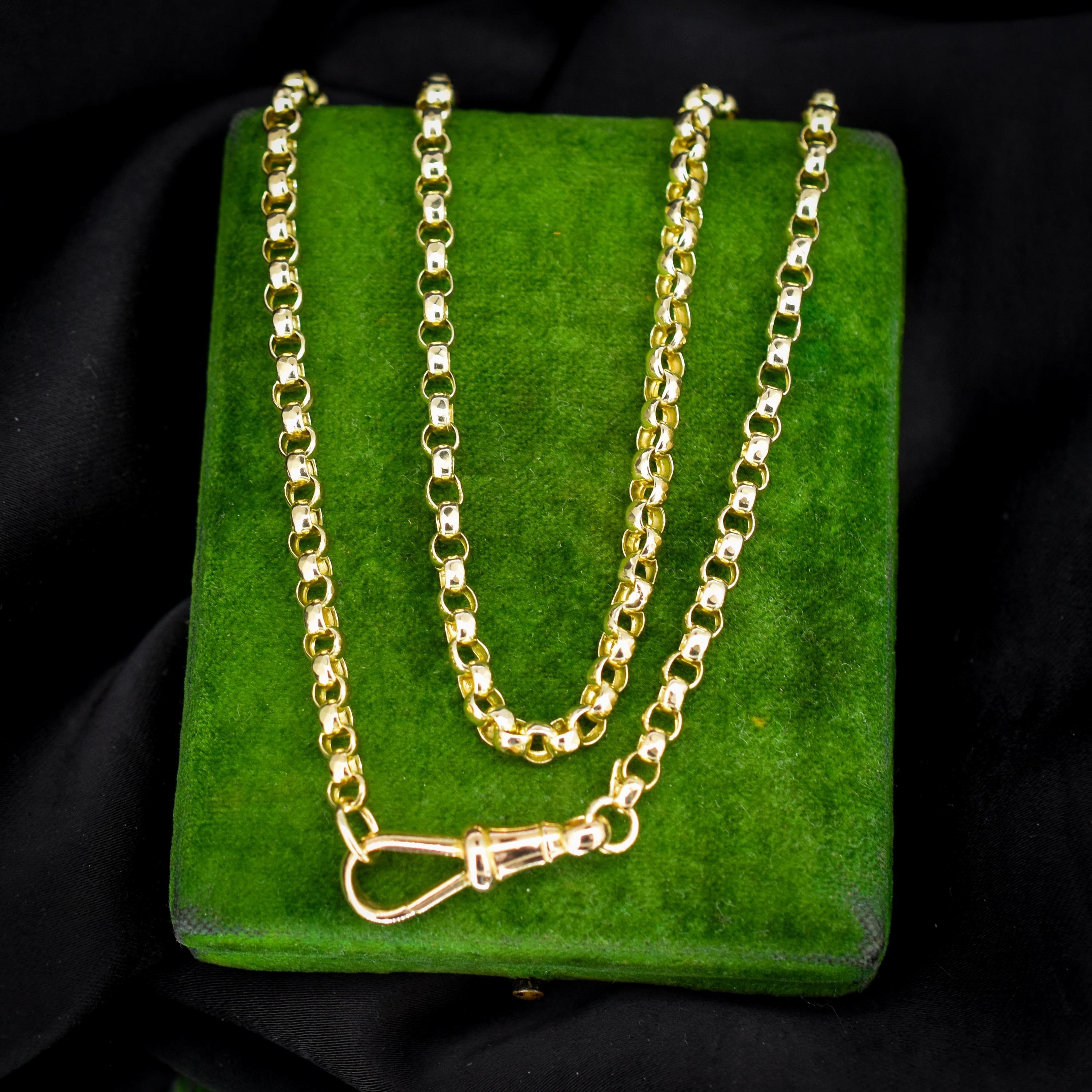 ト*ヤ様 VINTAGE CHAIN 90s Antique Victorian 9ct Yellow Gold Faceted Belcher Link Chain