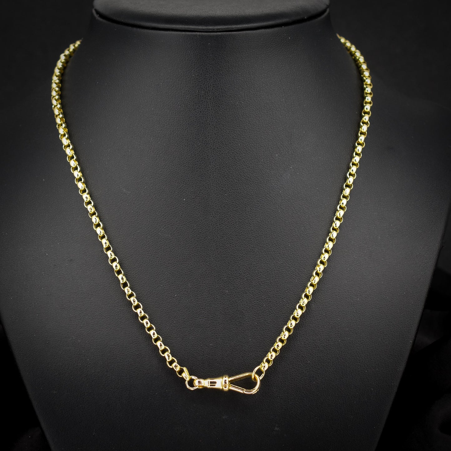 Antique Victorian 9ct Yellow Gold Faceted Belcher Link Chain Necklace with Dog Clip | 20.5"