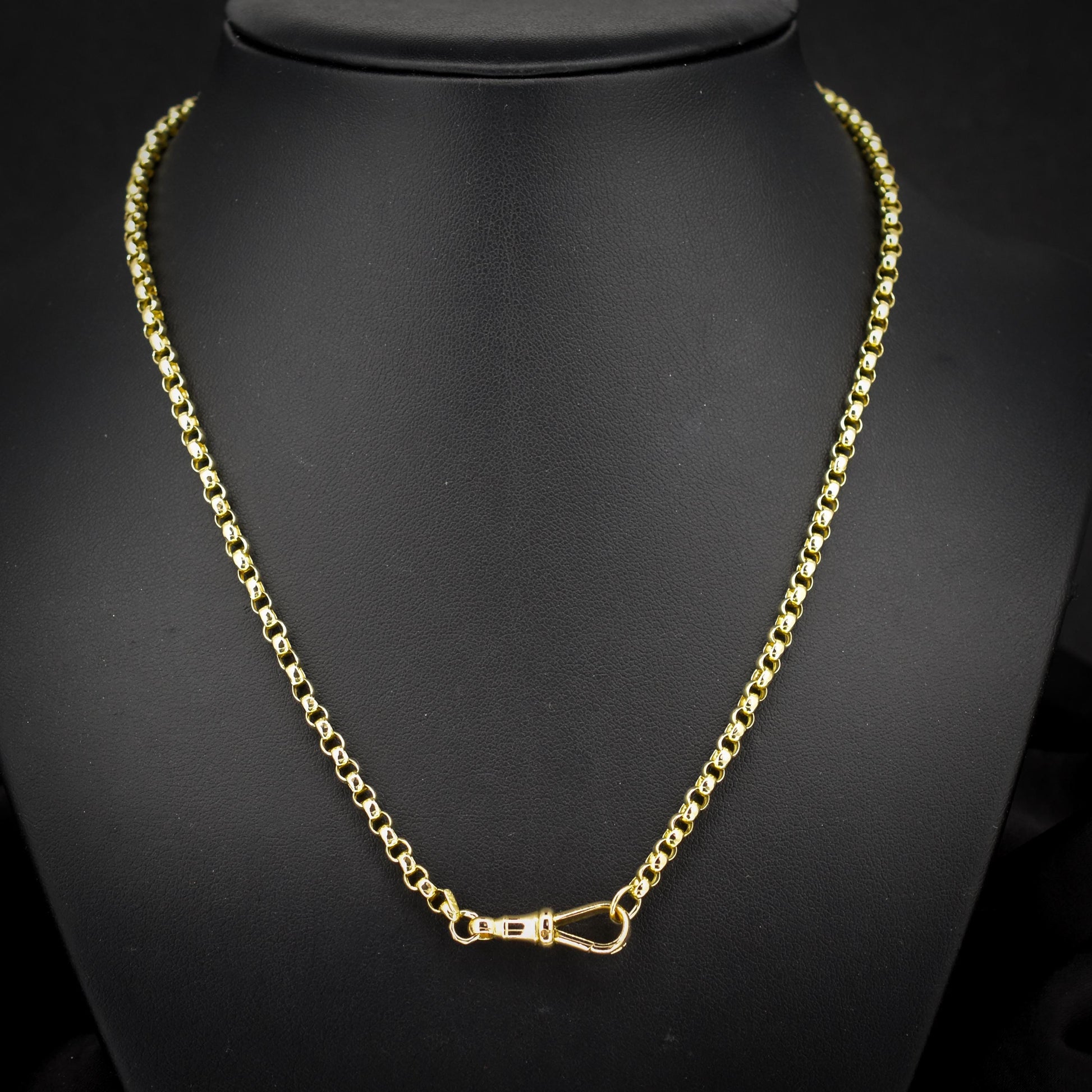 Antique Victorian 9ct Yellow Gold Faceted Belcher Link Chain Necklace with Dog Clip | 20.5"