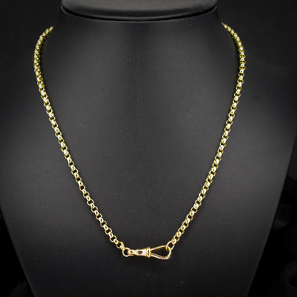 Antique Victorian 9ct Yellow Gold Faceted Belcher Link Chain Necklace with Dog Clip | 20.5"