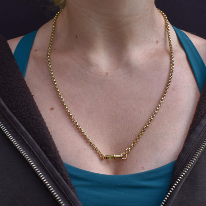 Antique 9ct Gold Rolo Link Chain Necklace with Swivel Dog Clip | 23"