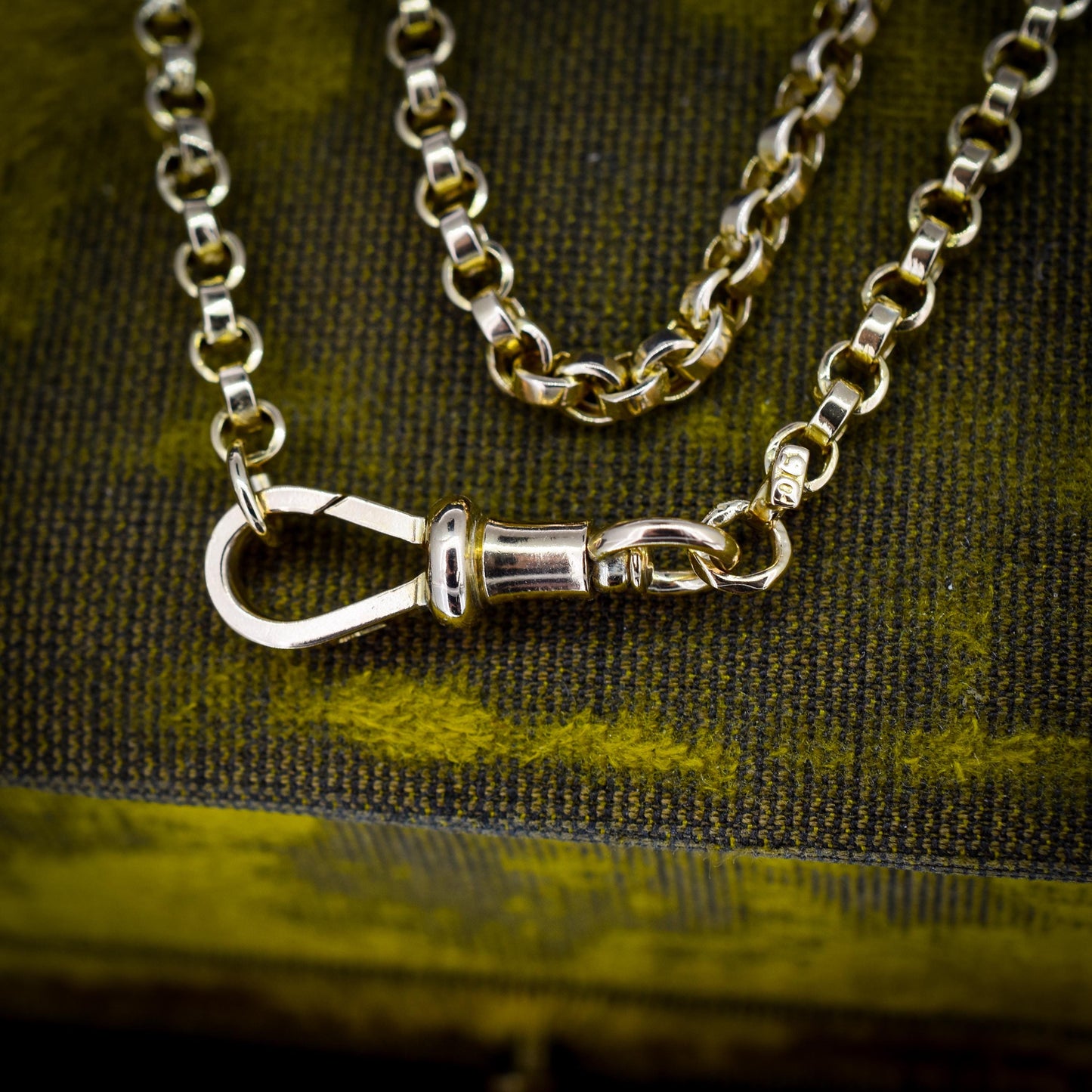 Antique 9ct Gold Rolo Link Chain Necklace with Swivel Dog Clip | 23"