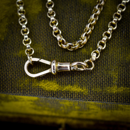 Antique 9ct Gold Rolo Link Chain Necklace with Swivel Dog Clip | 23"