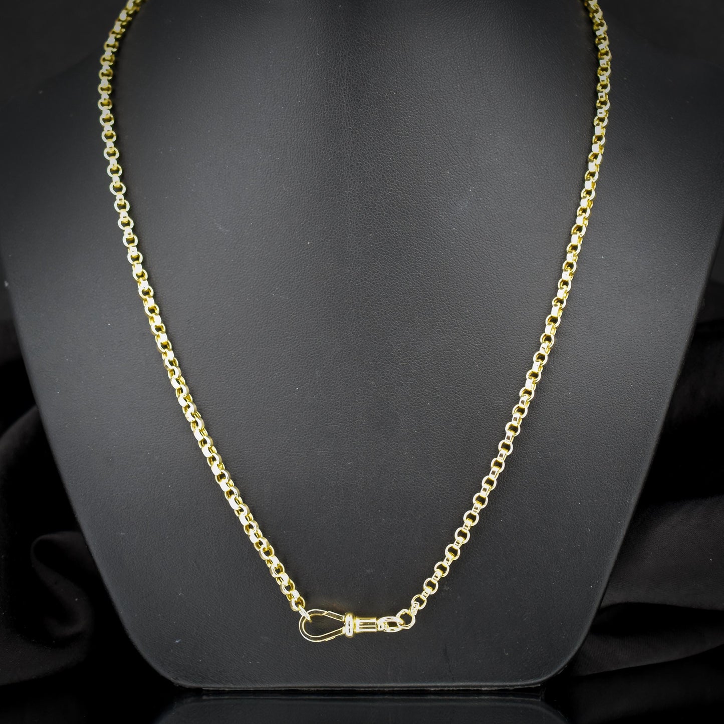 Antique 9ct Gold Rolo Link Chain Necklace with Swivel Dog Clip | 23"