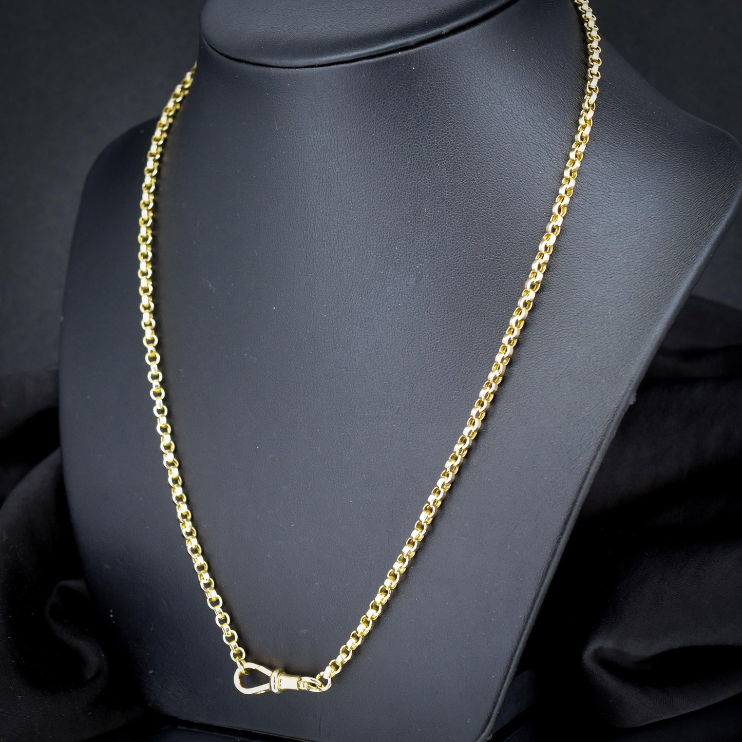 Antique 9ct Gold Rolo Link Chain Necklace with Swivel Dog Clip | 23"