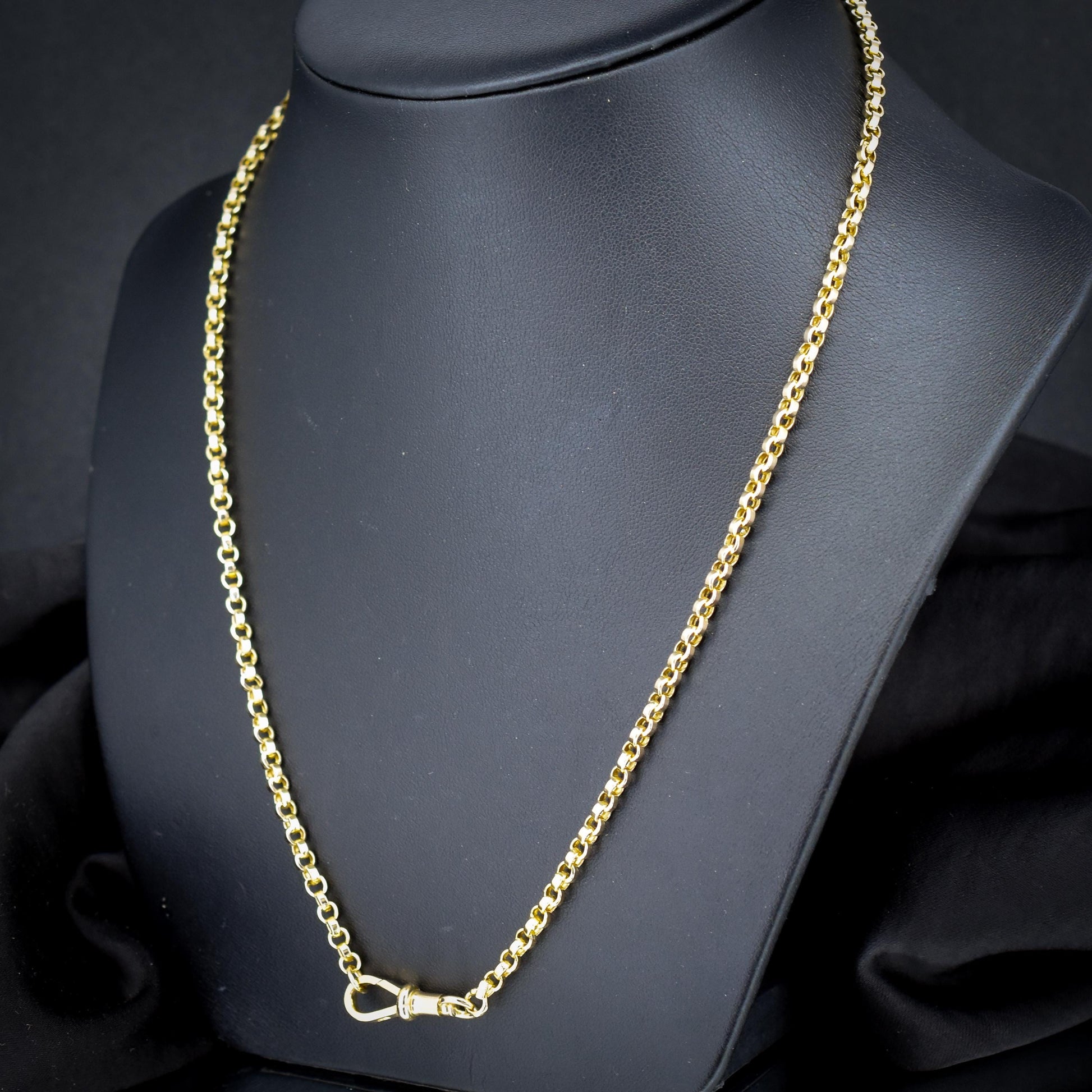 Antique 9ct Gold Rolo Link Chain Necklace with Swivel Dog Clip | 23"