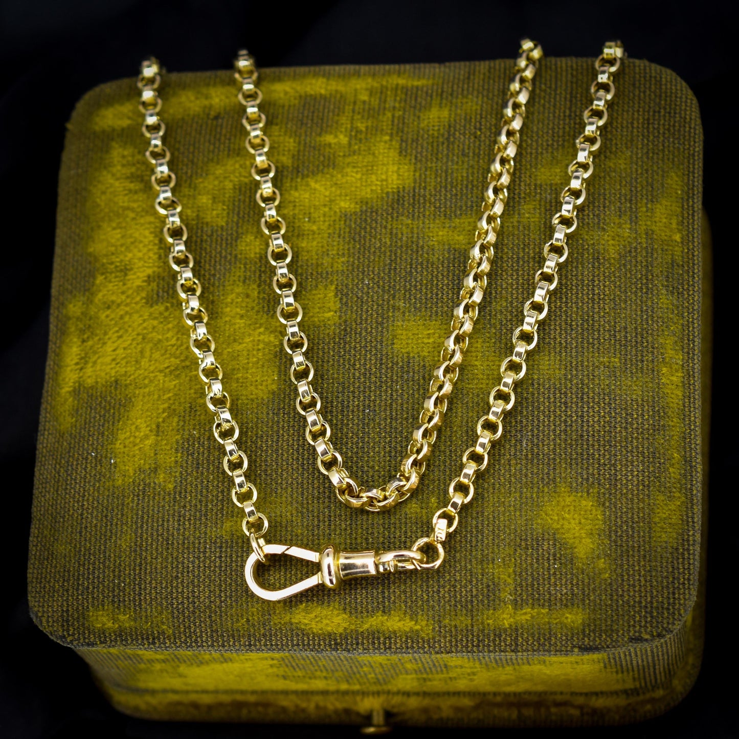 Antique 9ct Gold Rolo Link Chain Necklace with Swivel Dog Clip | 23"
