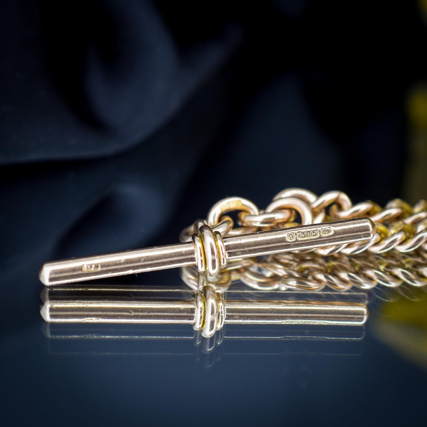 Antique '1912' 9ct Gold Curb Link Dog Clip Albert Watch Chain Necklace - 16"