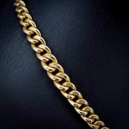 Antique '1912' 9ct Gold Curb Link Dog Clip Albert Watch Chain Necklace - 16"