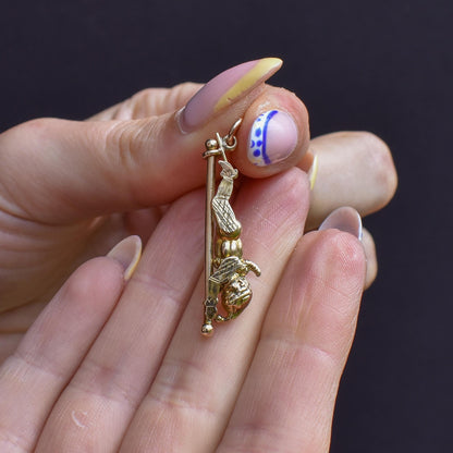 Antique 9ct Gold 'Mr Punch' Sliding Charm Pendant
