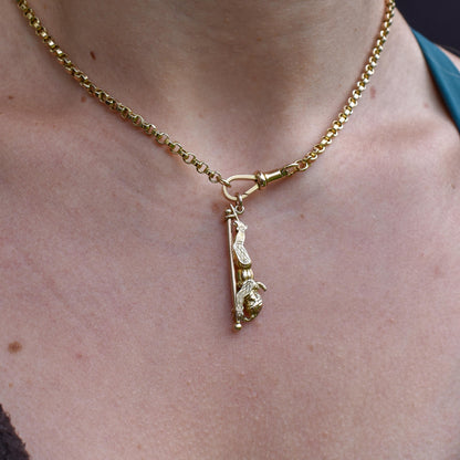Antique 9ct Gold 'Mr Punch' Sliding Charm Pendant