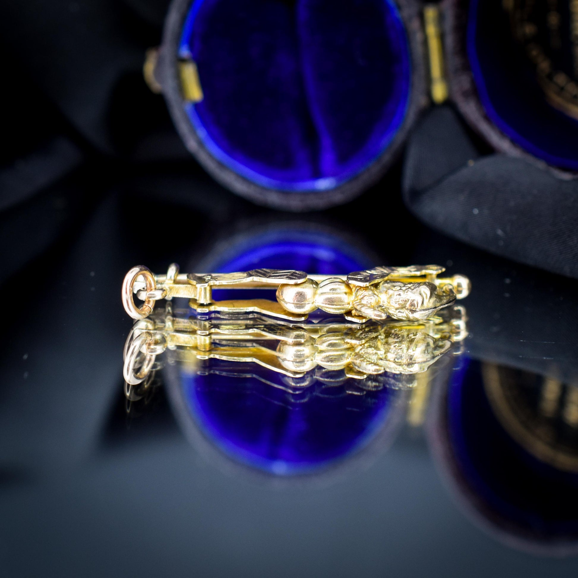 Antique 9ct Gold 'Mr Punch' Sliding Charm Pendant