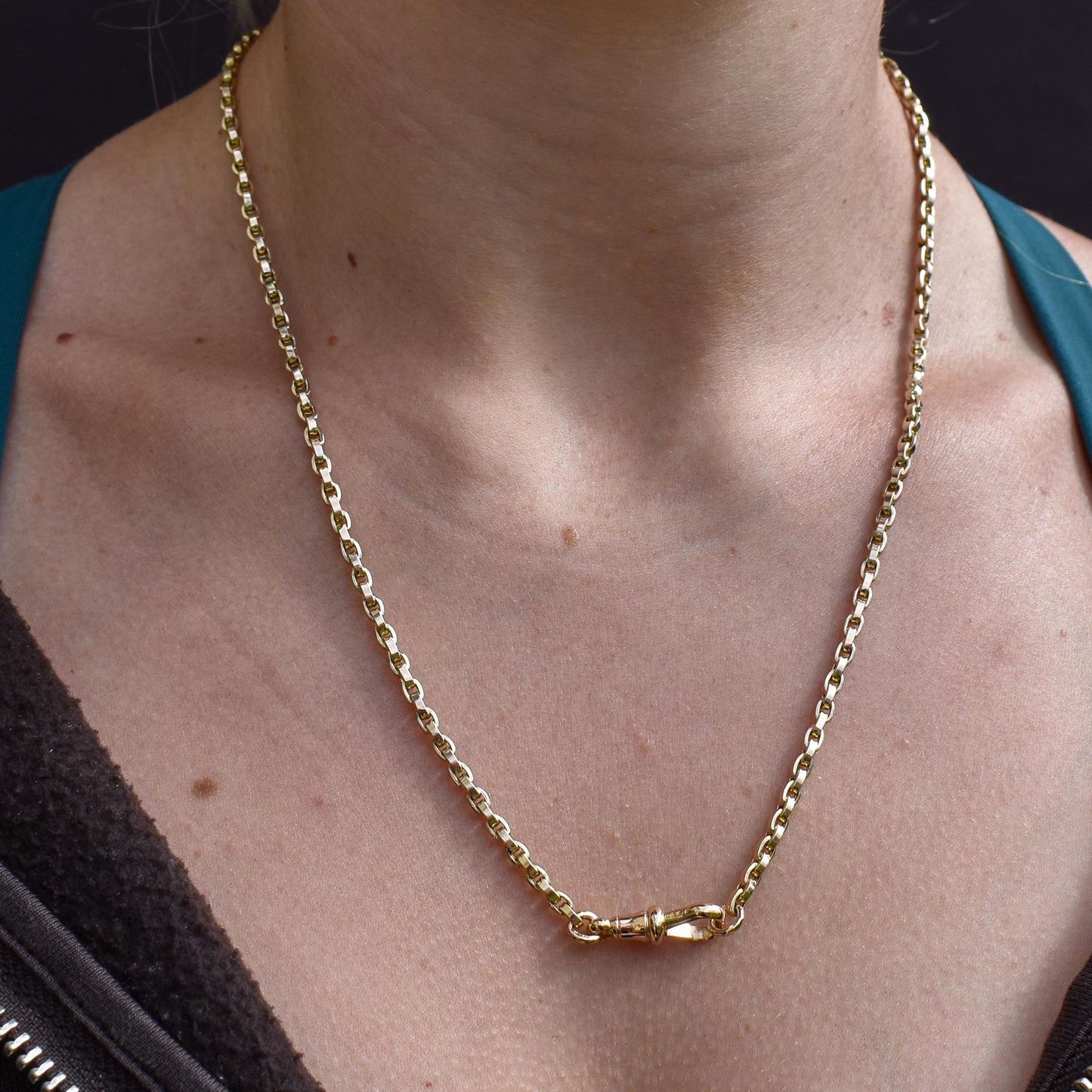 Antique Victorian 9ct Gold Oval Link Chain Necklace with Dog Clip | 20.5"