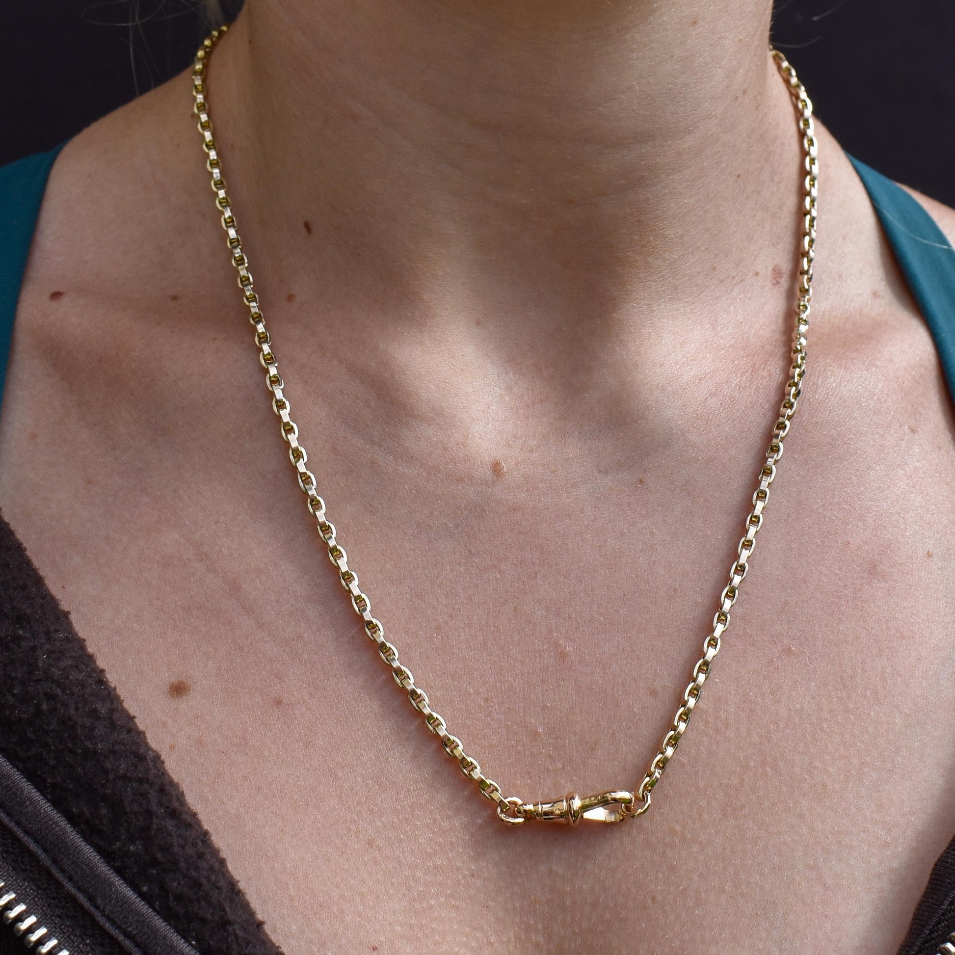 Antique Victorian 9ct Gold Oval Link Chain Necklace with Dog Clip | 20.5"