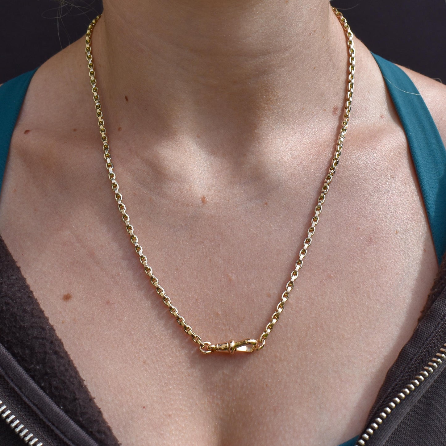 Antique Victorian 9ct Gold Oval Link Chain Necklace with Dog Clip | 20.5"