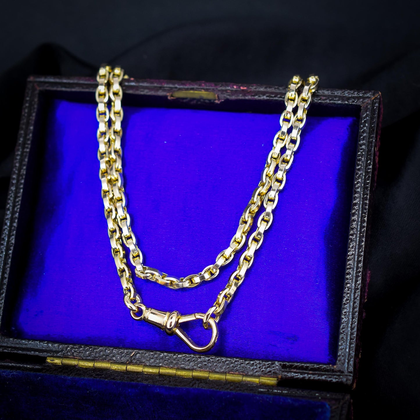 Antique Victorian 9ct Gold Oval Link Chain Necklace with Dog Clip | 20.5"