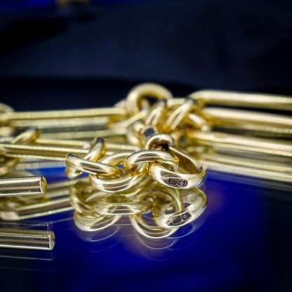 Antique '1923' 18ct Yellow Gold Trombone Watch Chain with Dog Clip and T-bar | 13.5"