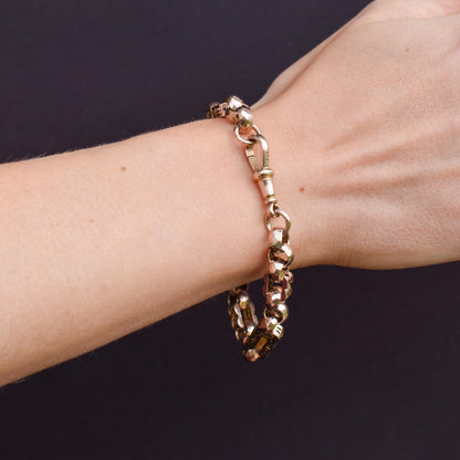 Antique Fancy Link Stars and Bars 9ct Gold Chain Bracelet | 8"
