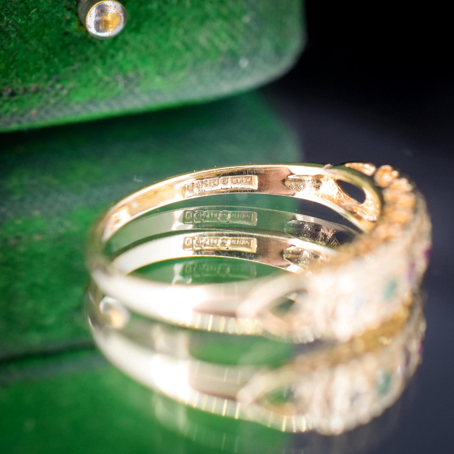 Vintage DEAREST Acrostic Multi-Gemstone Gold Ring Band