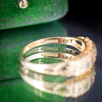 Vintage DEAREST Acrostic Multi-Gemstone Gold Ring Band
