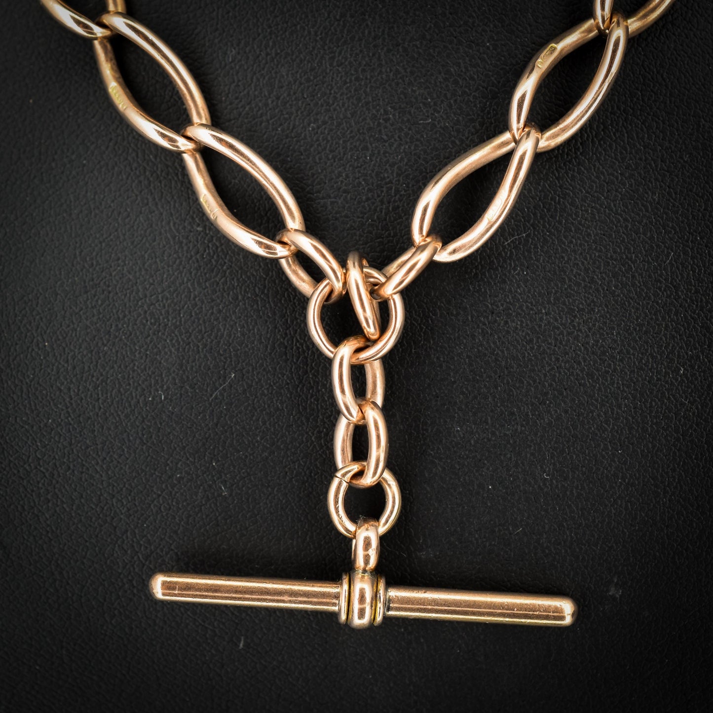Antique 9ct Gold Oval Curb Link Albert Chain Necklace | 17"