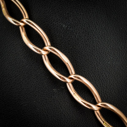 Antique 9ct Gold Oval Curb Link Albert Chain Necklace | 17"