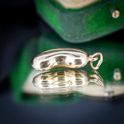 Vintage 9ct Yellow Gold Lucky Bean Charm Pendant | Birimingham 1970