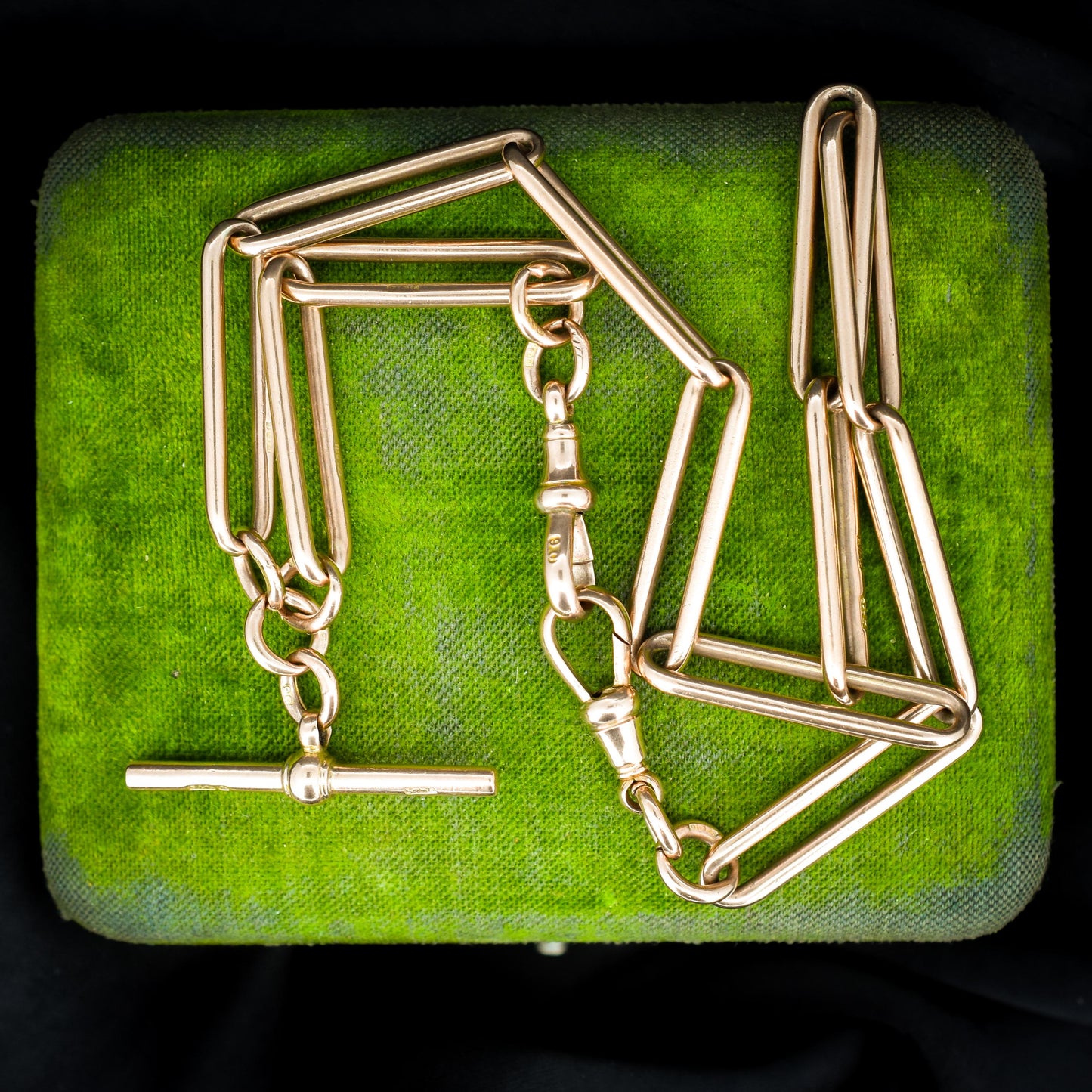 Antique 9ct Rose Gold Paperlink Trombone Link Albert Chain Necklace | 16.5"