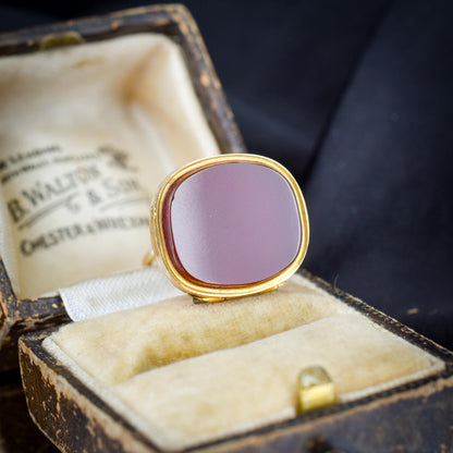 Antique Edwardian Carnelian 9ct Gold Locket Fob | Dated 1910