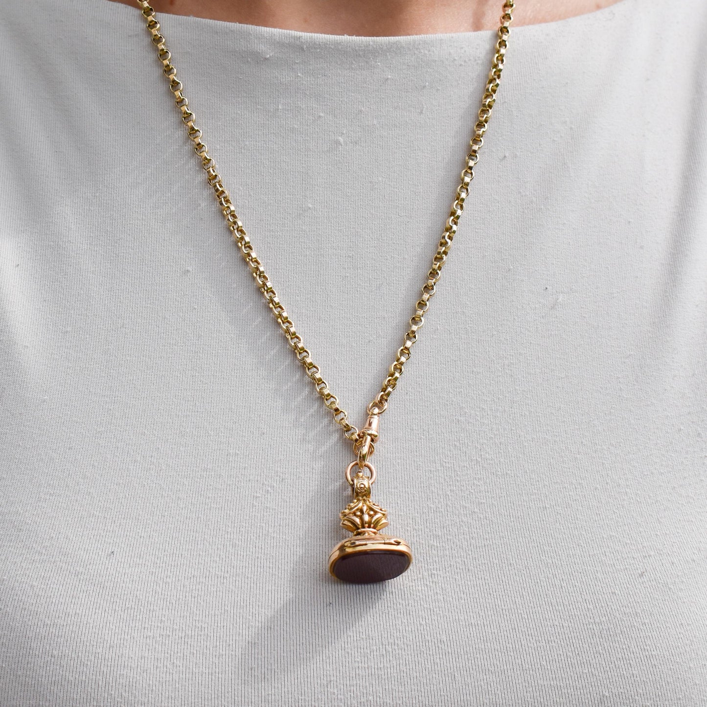 Antique Edwardian Carnelian 9ct Gold Locket Fob | Dated 1910