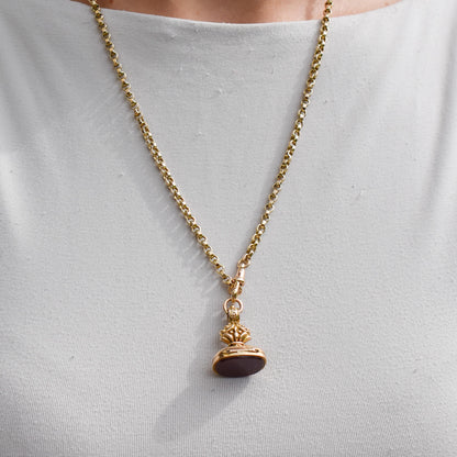 Antique Edwardian Carnelian 9ct Gold Locket Fob | Dated 1910