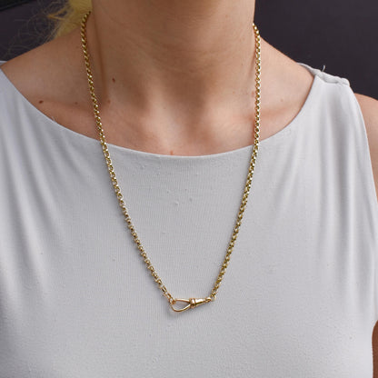 Antique 9ct Gold Rolo Link Chain Necklace with Dog Clip | 22"