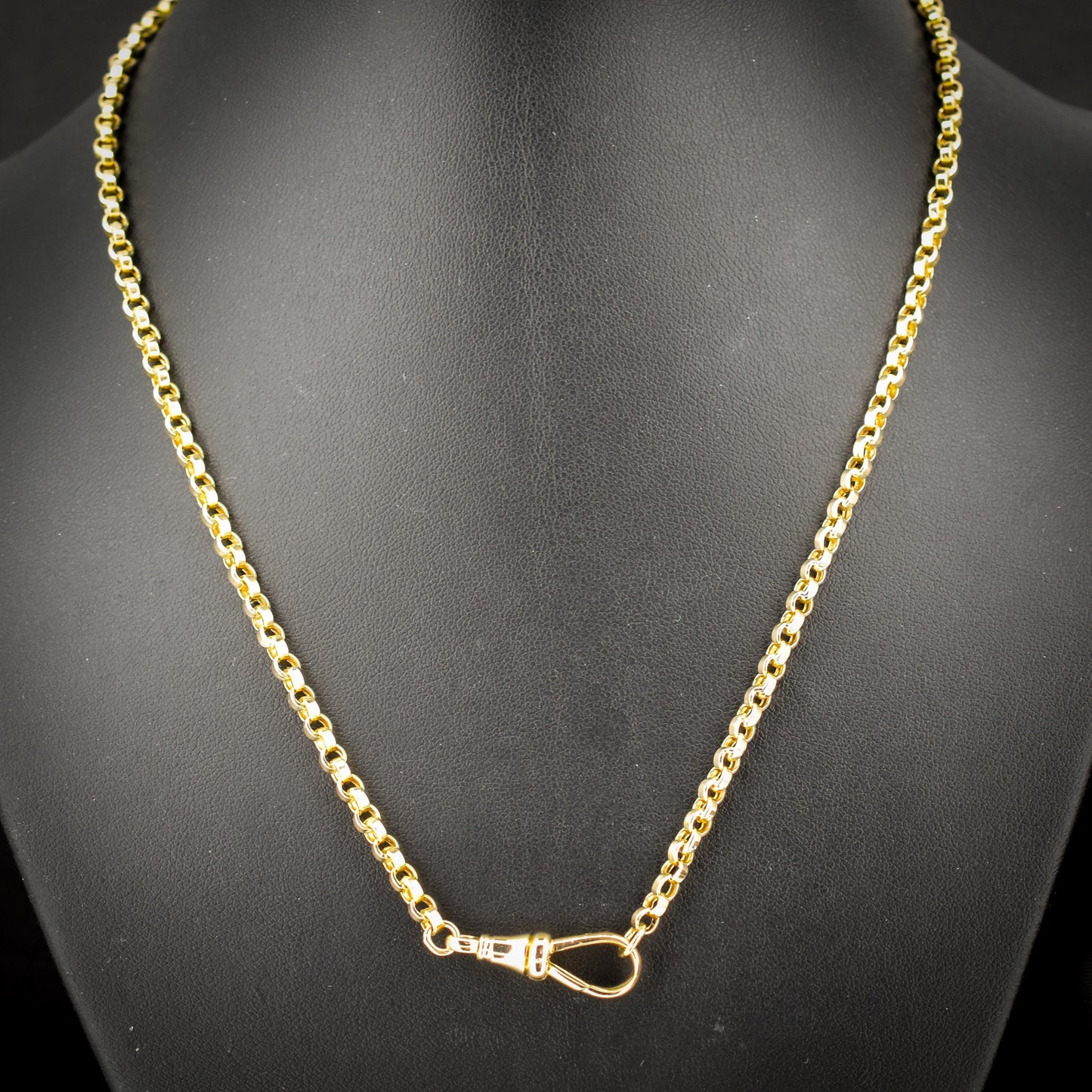 Antique 9ct Gold Rolo Link Chain Necklace with Dog Clip | 22"