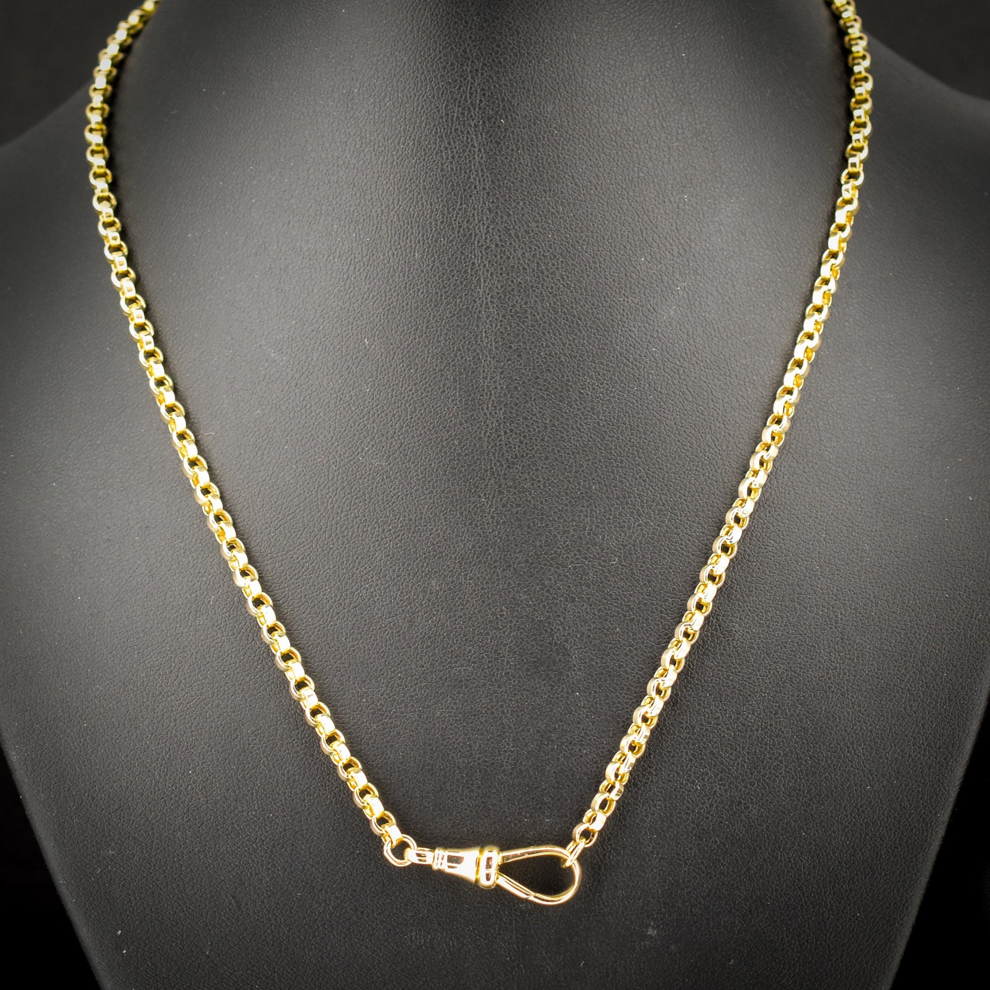 Antique 9ct Gold Rolo Link Chain Necklace with Dog Clip | 22"