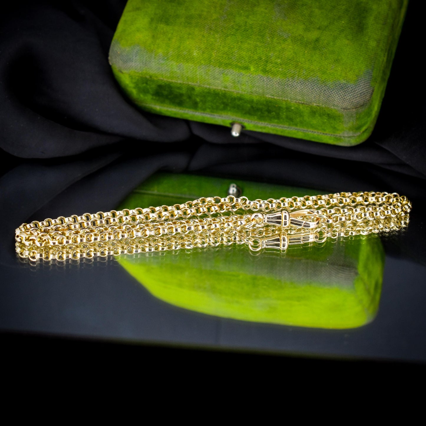 Antique 9ct Gold Rolo Link Chain Necklace with Dog Clip | 22"