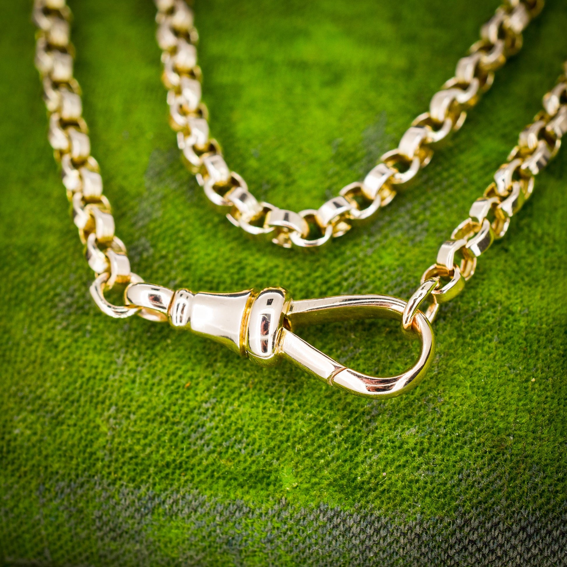 Antique 9ct Gold Rolo Link Chain Necklace with Dog Clip | 22"