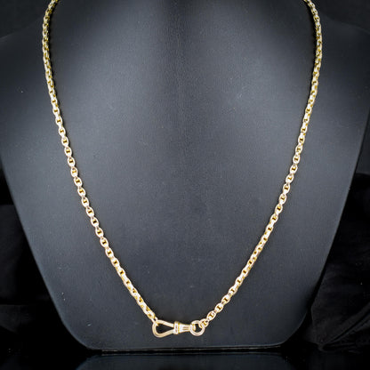 Antique Victorian 9ct Gold Oval Link Chain Necklace with Dog Clip | 20.25"
